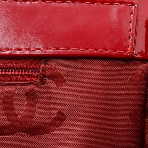 CHANEL Chain Bag Tote Coco Mark Red Shoulder Handbag - Picture 10 of 13